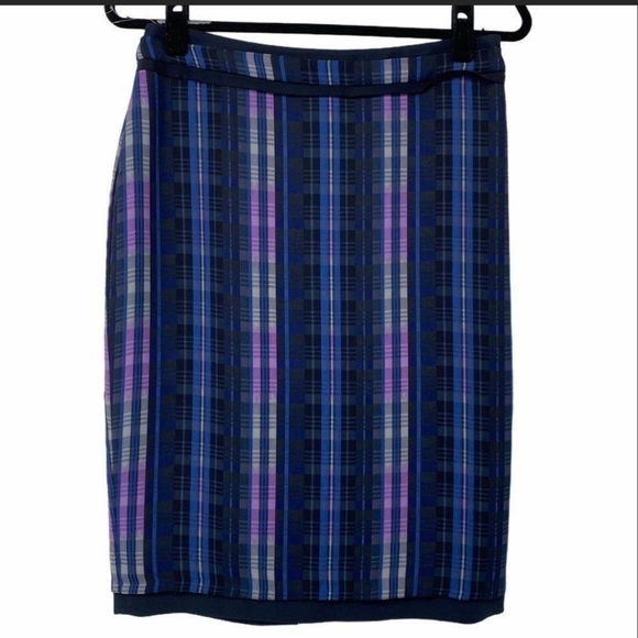 BANANA REPUBLIC Navy & Purple Plaid Y2K Skirt SZ 8 - Picture 9 of 9